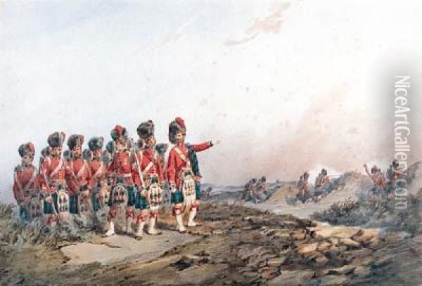 The 42nd Royal Highlanders Black Watch On Manoeuvres Oil Painting - Orlando Norie