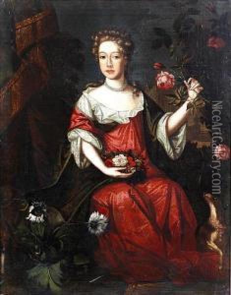 Portrait Of A Lady Oil Painting - Simon Pietersz. Verelst