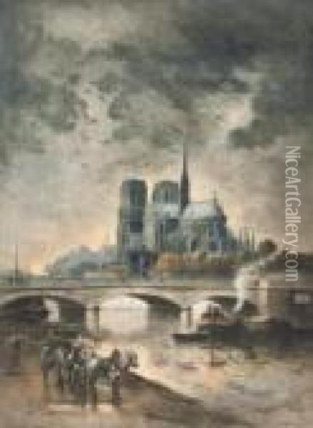 Notre Dame Et Les Quais Oil Painting - Lucien Gautier