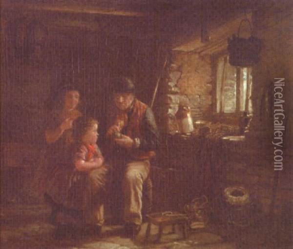 A Fisherman's Hut, Cornwall Oil Painting - William Hemsley