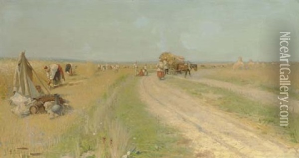 Haymaking Oil Painting - Alexandr Vladimirovich Makovsky