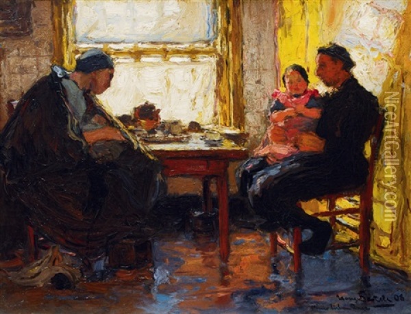 Tea Hour Oil Painting - Hans Von Bartels