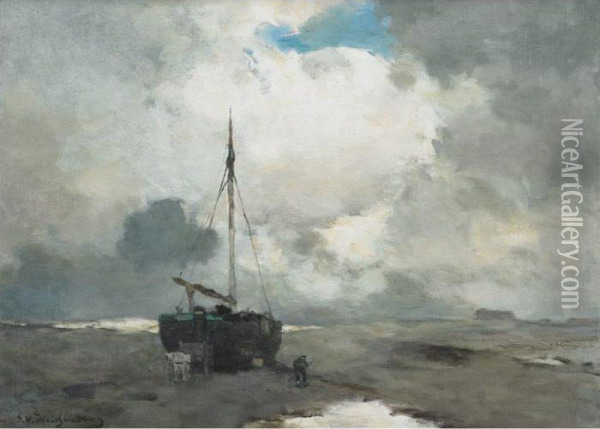 Low Tide Zeeland Oil Painting - Jan Hendrik Weissenbruch