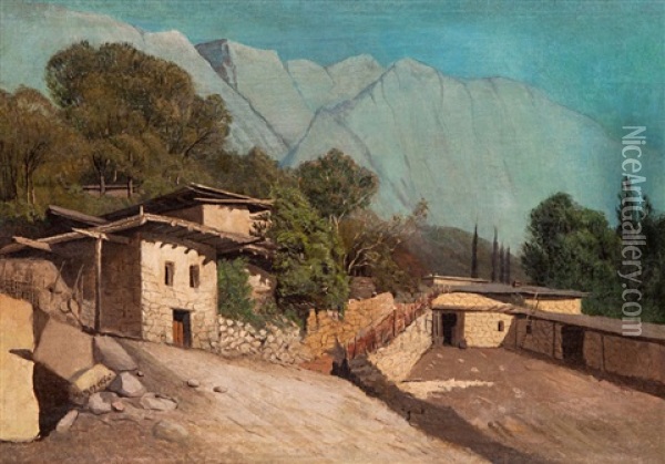 Mountain Village Oil Painting - Arseniy Ivanovich Meshchersky
