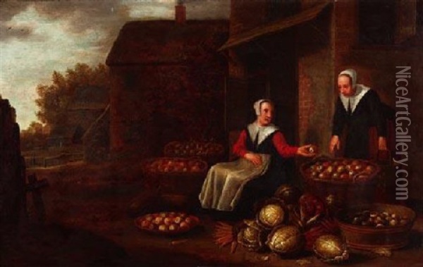 Marktfrauen Mit Obst Und Gemuse Oil Painting - Pieter Angillis