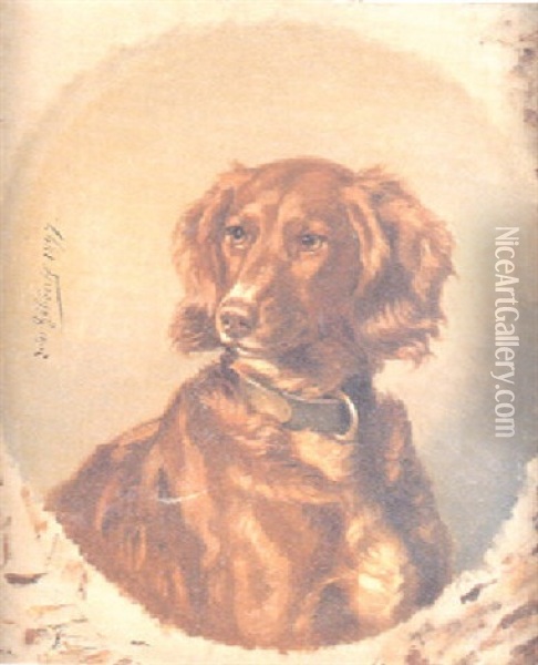 Retrato De Perro Oil Painting - Jules Bertrand Gelibert