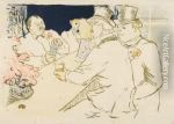 Irish And American Bar, Rue Royale A Paris - The Chap Book Oil Painting - Henri De Toulouse-Lautrec