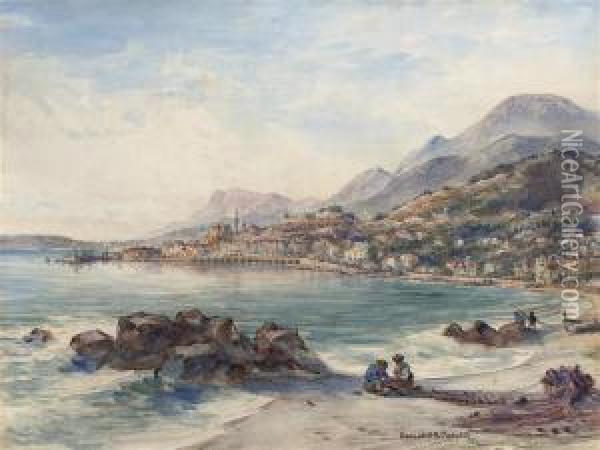 View Of Menton Oil Painting - Conrad H.R. Carelli