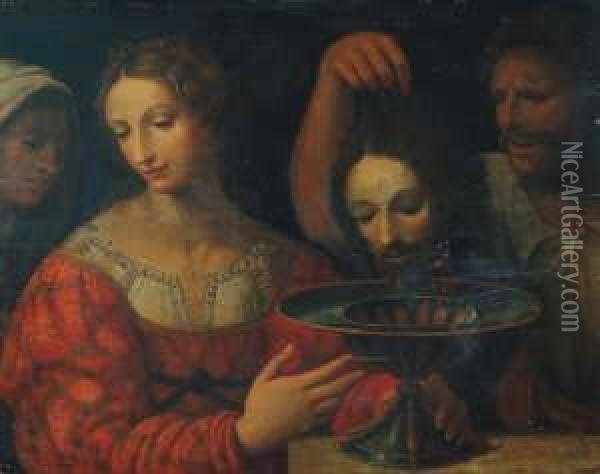 Salome Mit Dem Haupt Johannes Des Taufers. Oil Painting - Bernardino Luini