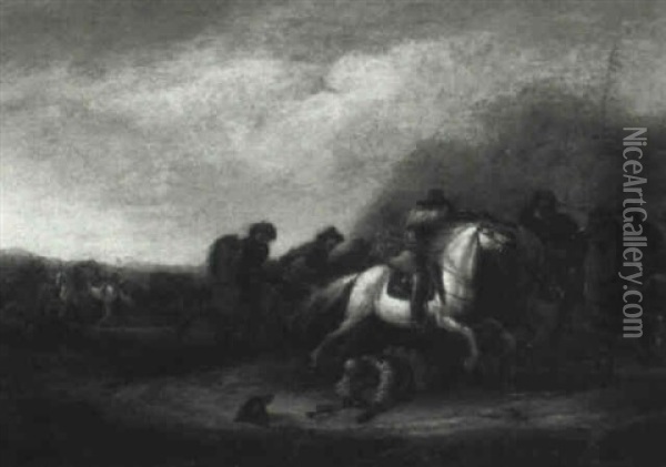 Cavalry Skirmish Oil Painting - Abraham van der Hoef