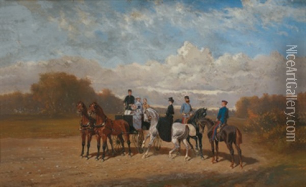 Ausfahrt Der Kaiserlichen Familie Oil Painting - Alexander Ritter Von Bensa