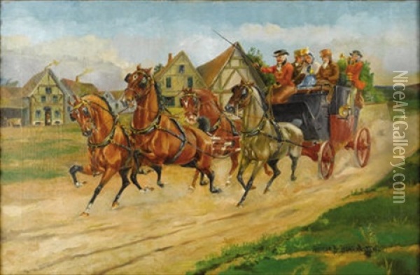 Carriage Ride Oil Painting - George Harrington