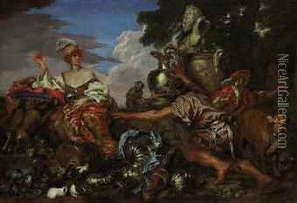 Circe Changing The Companions Of Ulysses Into Boars Oil Painting - Giovanni Benedetto Castiglione