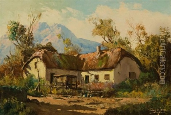 A Thatched Cottage Oil Painting - Tinus de Jongh