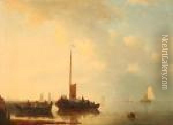 Segelschiffean Der Kuste Oil Painting - Antonie Waldorp