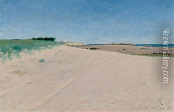 Beach Scene At St. Vaast Oil Painting - Chester Loomis