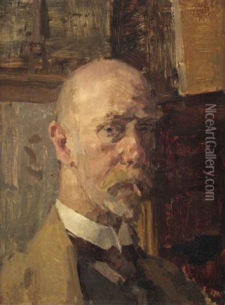 Self Portrait With Sigaret Oil Painting - Isaac Israels