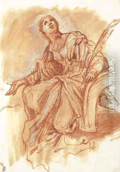 Saint Catherine of Alexandria Oil Painting - Giovanni Benedetto Castiglione