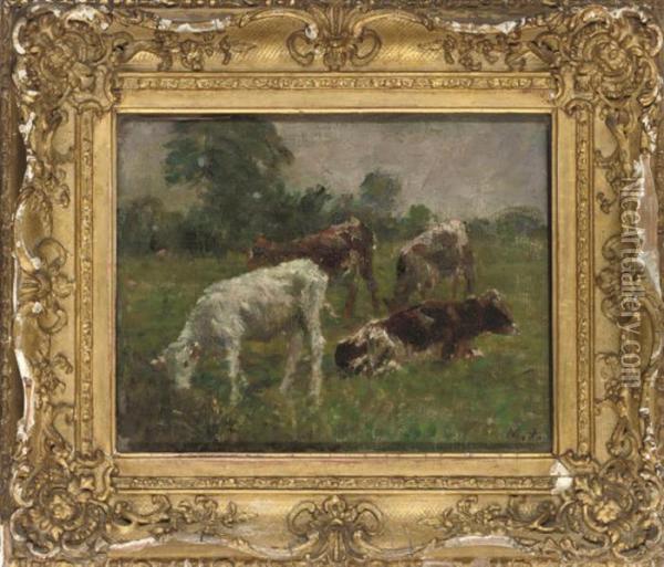 Cattle Grazing Oil Painting - William Mark Fisher