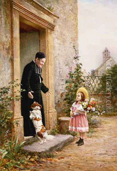 The Priest's Birthday Oil Painting - V. Chevilliard