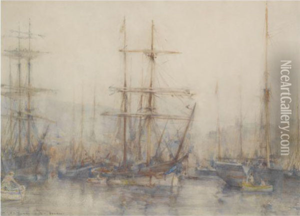 Genova Harbour Oil Painting - Henry Scott Tuke