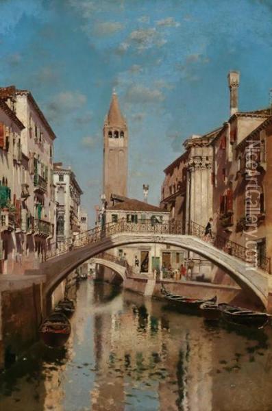 Venetian Canal Oil Painting - Martin Rico y Ortega