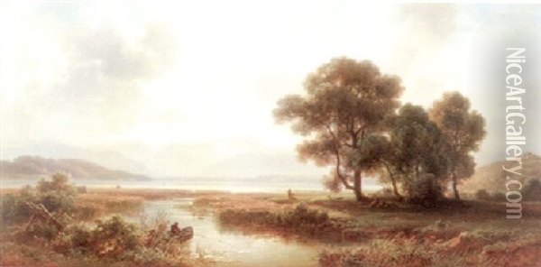 Blick Uber Den Starnberger See (?) An Einem Sommerabend Oil Painting - Christian Ernst Bernhard Morgenstern