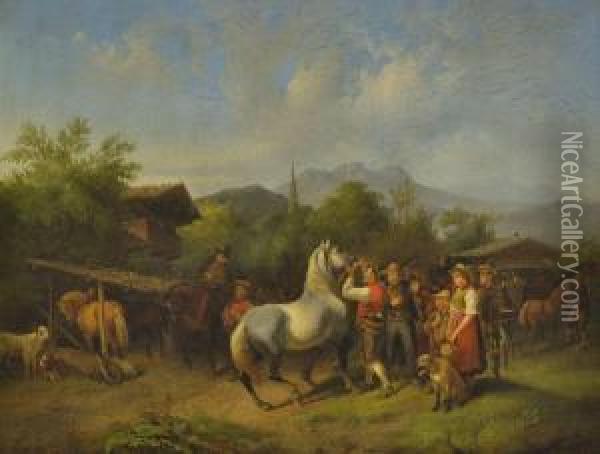 Rossmarkt Oil Painting - Joseph Heinrich L. Marr