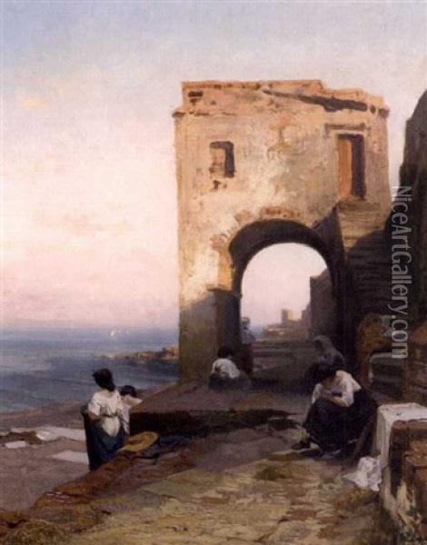 Vue D'italie Oil Painting - Jean-Baptiste-Arthur Calame