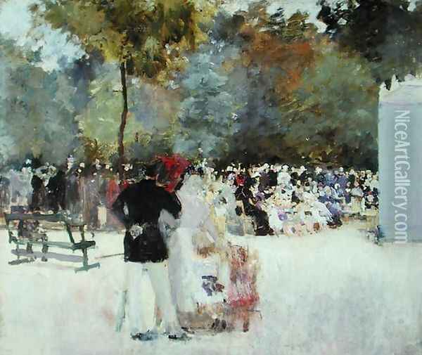 The Theatre de Guignol in the Jardin des Tuileries Oil Painting - Emile Antoine Guillier