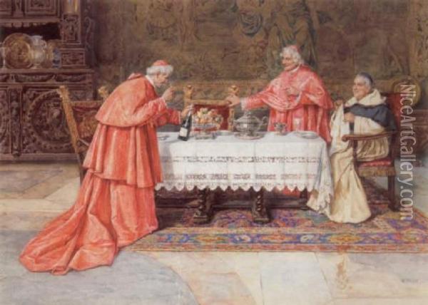 Cardinals Oil Painting - Pietro Pavesi