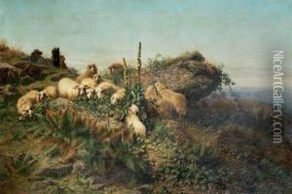 Berger Et Ses Moutons Toile Oil Painting - August Friedrich Schenck