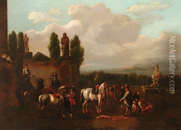 La Partenza Per La Caccia Oil Painting - Pieter van Bloemen