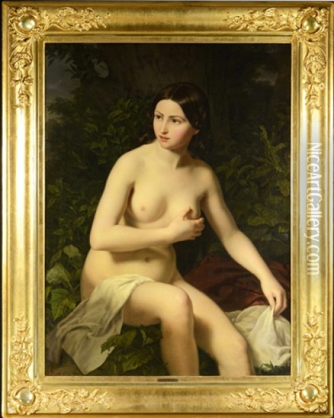 Nude Girl Oil Painting - Ludwig Loeffler