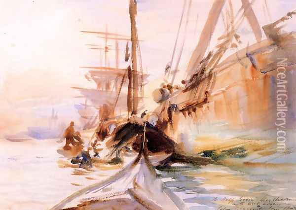 Unloading Boats, Venice Oil Painting - John Singer Sargent