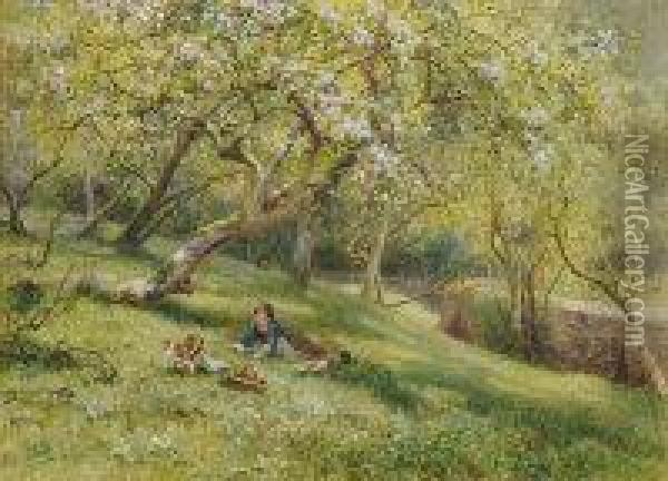 In The Shade Of An Apple Tree Oil Painting - James Georges Bingley