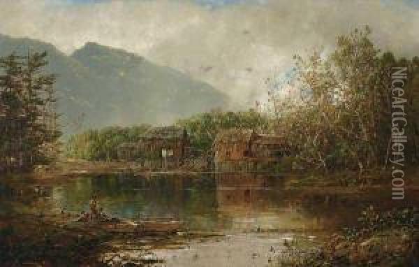 ''old Mill On The Androscoggin'' Oil Painting - William Louis Sonntag