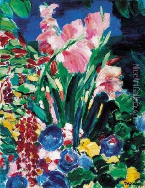Still - Life Of Flowers (gladioluses) Oil Painting - Janos Vaszary