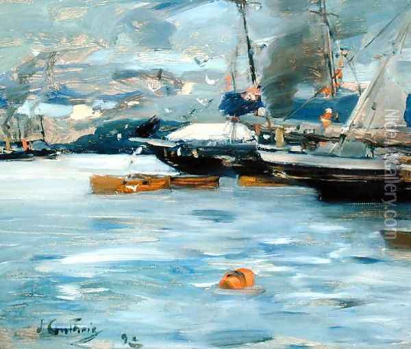 Moored Yachts Oban Oil Painting - Sir James Guthrie