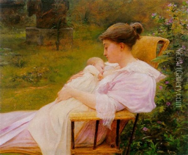 Nursing The Baby Oil Painting - Lionel Noel Royer