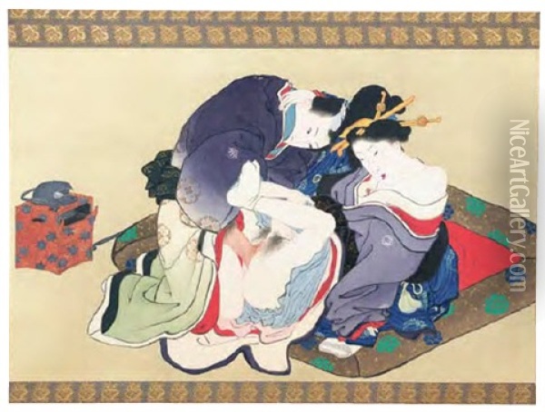 Shunsho Higi-zu Oil Painting - Utagawa Toyoshige (Toyokuni II)