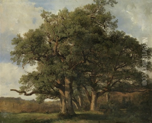 Arbres (grosse Eichengruppe) Oil Painting - Alexandre Calame