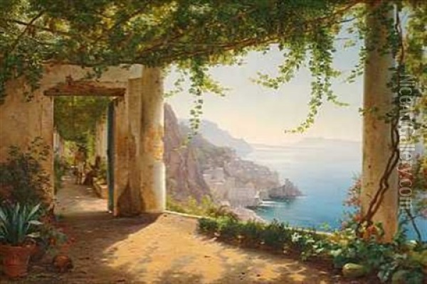 En Loggie Fra Amalfi Oil Painting - Carl Frederik Peder Aagaard