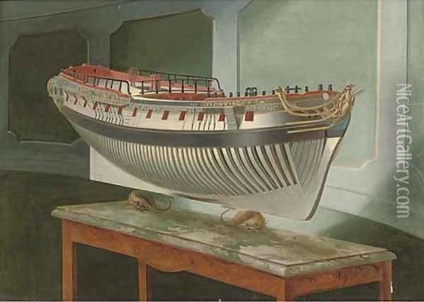 Study of a model of a Royal Naval frigate Oil Painting - Joseph Marshall