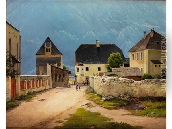 Bei Der Kirche In Taufers Oil Painting - Joseph Langl