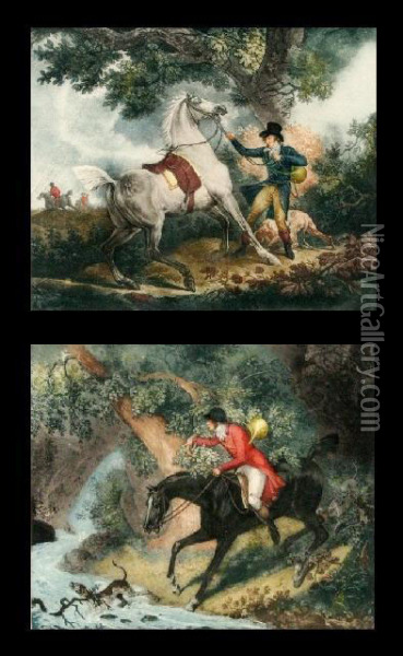 Chasseur Egare And Cheval Effraye Par La Foudre Oil Painting - Philibert-Louis Debucourt