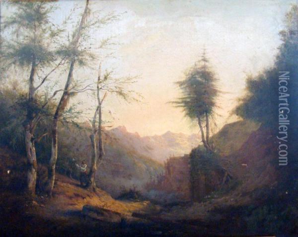 Le Bucheron Dans La Vallee Oil Painting - Hippolyte Leymarie