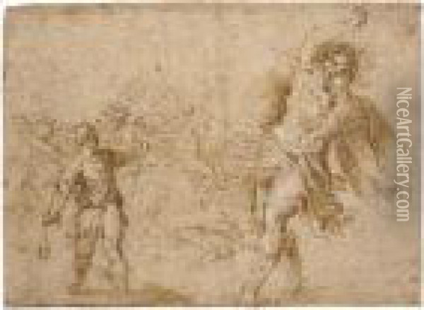 David And Goliath Oil Painting - Acopo D'Antonio Negretti (see Palma Giovane)