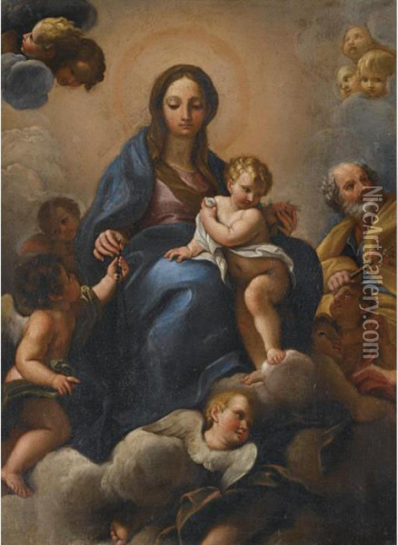 The Holy Family Surrounded By Putti Oil Painting - Carlo Maratta or Maratti