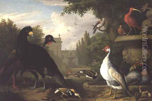 Exotic fowl in an ornamental garden Oil Painting - Jakab Bogdany